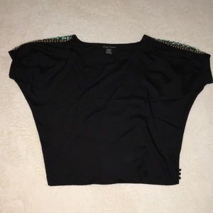 EUC Black Top with Should Details - Size Small